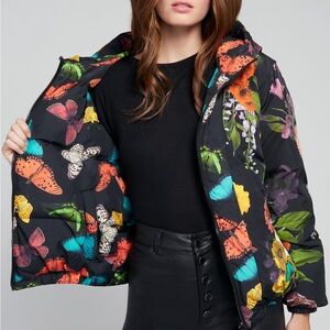 Alice + Olivia Reversible Floral Butterfly Puffer Jacket